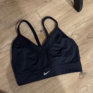 Nike Women's Black Sports Bra with Silver Logo